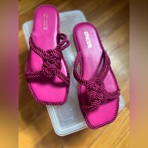 Chico’s Pink Cord Sandals, 8.5
